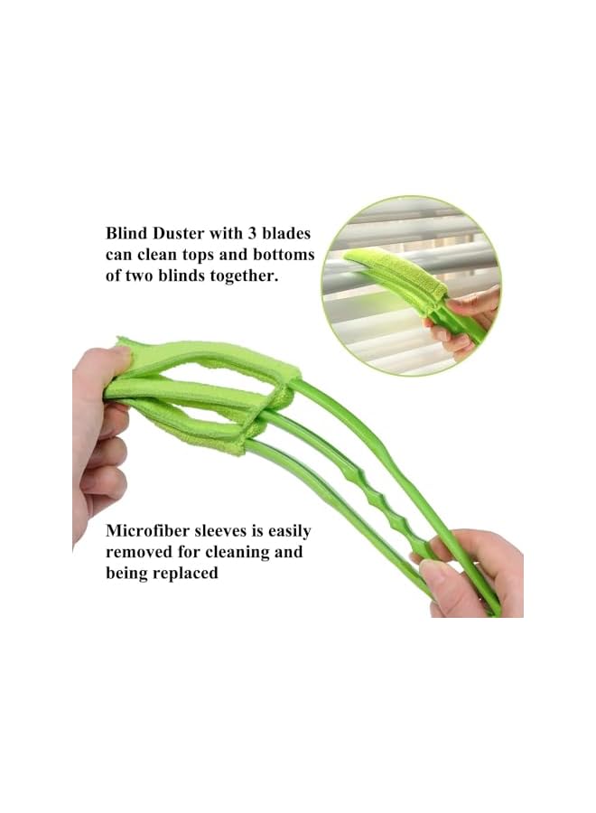 PROMASS Window Blind Duster Brush with Microfiber Sleeve - Blind Cleaning Tools for Window Shutters Blind Air Conditioner Dust - Green - Image 2