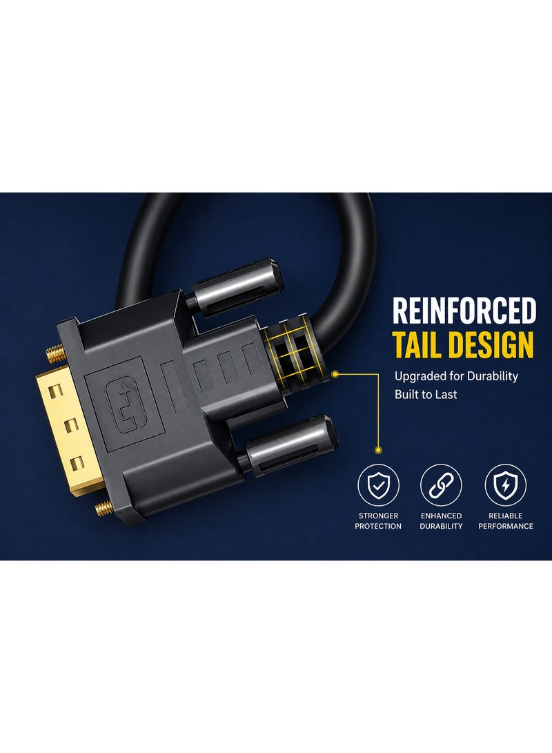 mix max Bi-Directional HDMI to DVI-D (24+1) Cable 1.5m - High-Speed Gold-Plated Male to Male Cord for PC, Monitor, Gaming Consoles (1080p Full HD, Black) - Image 5
