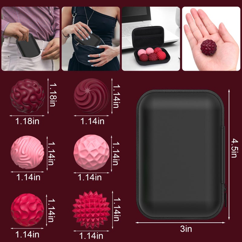 BUSOHA Silicone Fidget Balls - 6 Pack New Fidget Toys Stress Balls for Adults Sensory Stone Travel Toys for Calming,Autism and ADHD,Gifts for Teens - Image 2