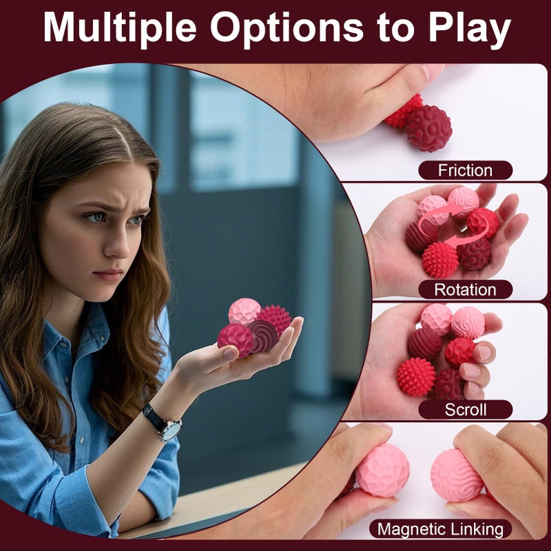 BUSOHA Silicone Fidget Balls - 6 Pack New Fidget Toys Stress Balls for Adults Sensory Stone Travel Toys for Calming,Autism and ADHD,Gifts for Teens - Image 5