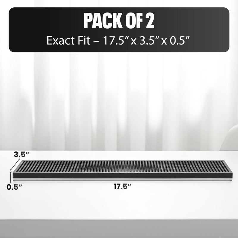 Axieso [THICK] Long Bar Mat 17.5 x 3.5" - 2 Pack Heavy Duty Non-Slip Rubber Spill Mat for Bartending, Home Bar, Coffee Station & Countertops â€“ Easy-Clean Design Keeps Surfaces Dry - Image 5
