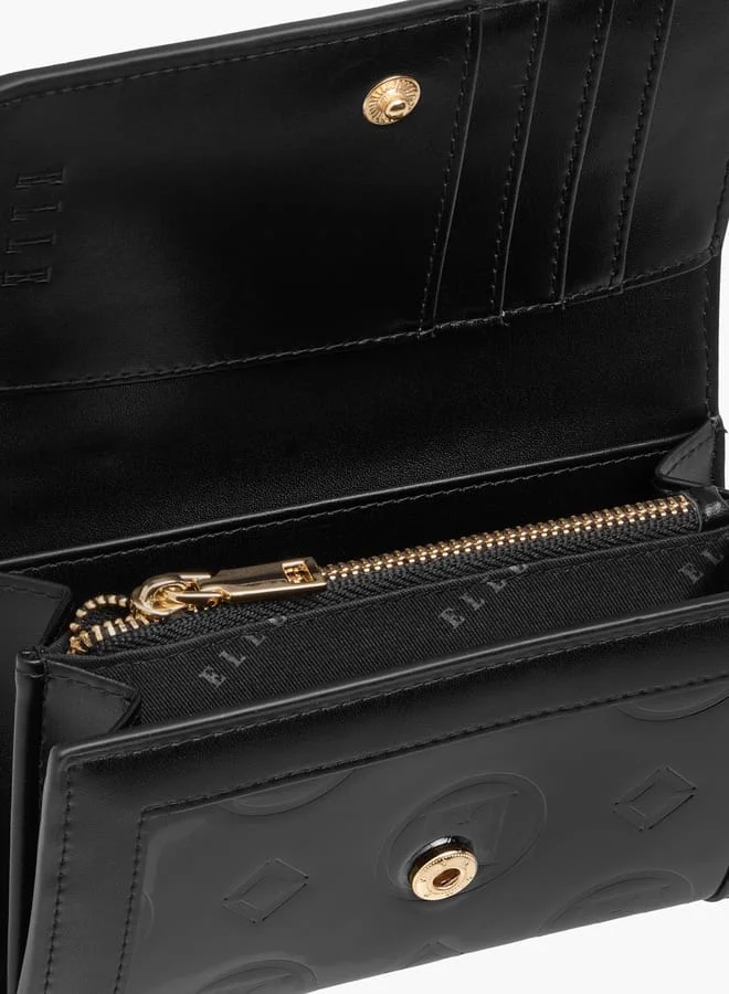 ELLE Women Logo Embossed Wallet with Button Closure and Charm Accent