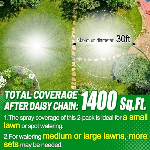 Acostop 2 Pack Metal Lawn Sprinklers for Yard - 360° Coverage Water Sprinklers, Adjustable Brass Nozzle with Aluminum Alloy Spike Base for Small Medium Garden Irrigation - Image 3