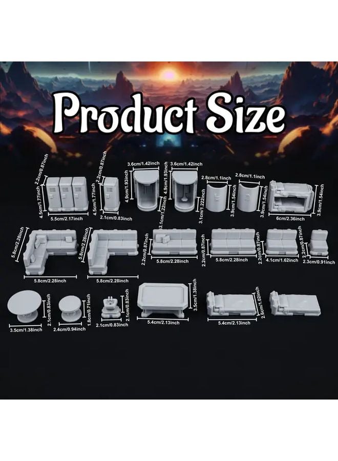 17 قطعة مجموعة تضاريس سفينة الفضاء RF584 منطقة استراحة مقياس 28 مم خيال علمي نموذج مصغر لألعاب الأدوار - Image 3