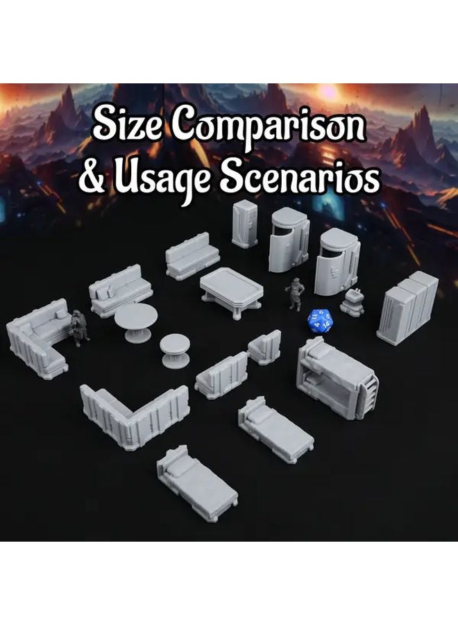 17 قطعة مجموعة تضاريس سفينة الفضاء RF584 منطقة استراحة مقياس 28 مم خيال علمي نموذج مصغر لألعاب الأدوار - Image 5