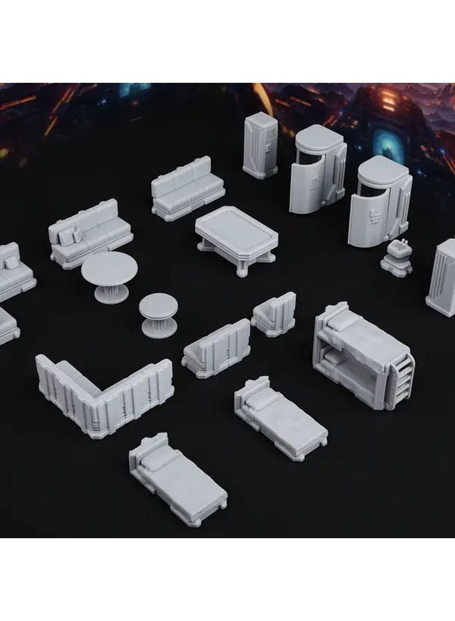 17 قطعة مجموعة تضاريس سفينة الفضاء RF584 منطقة استراحة مقياس 28 مم خيال علمي نموذج مصغر لألعاب الأدوار - Image 4