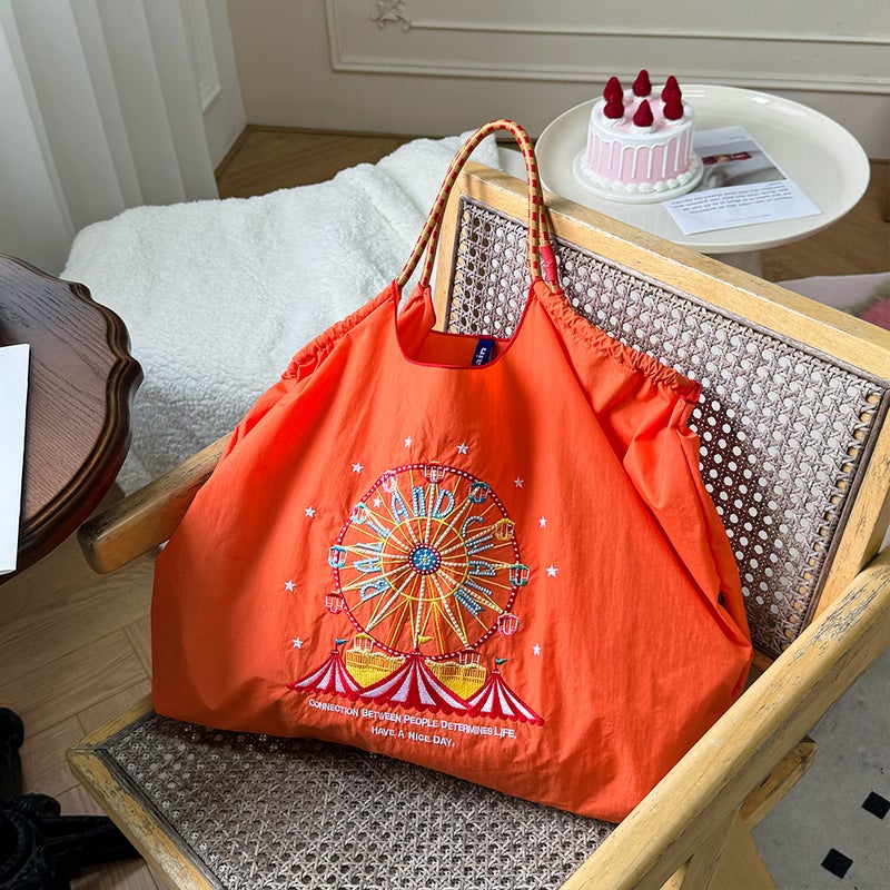 New Japanese Ball Chain Embroidered Ferris Wheel Shopping Bag Fashion All-Match Commuter Fashion Shoulder Bag - Image 4