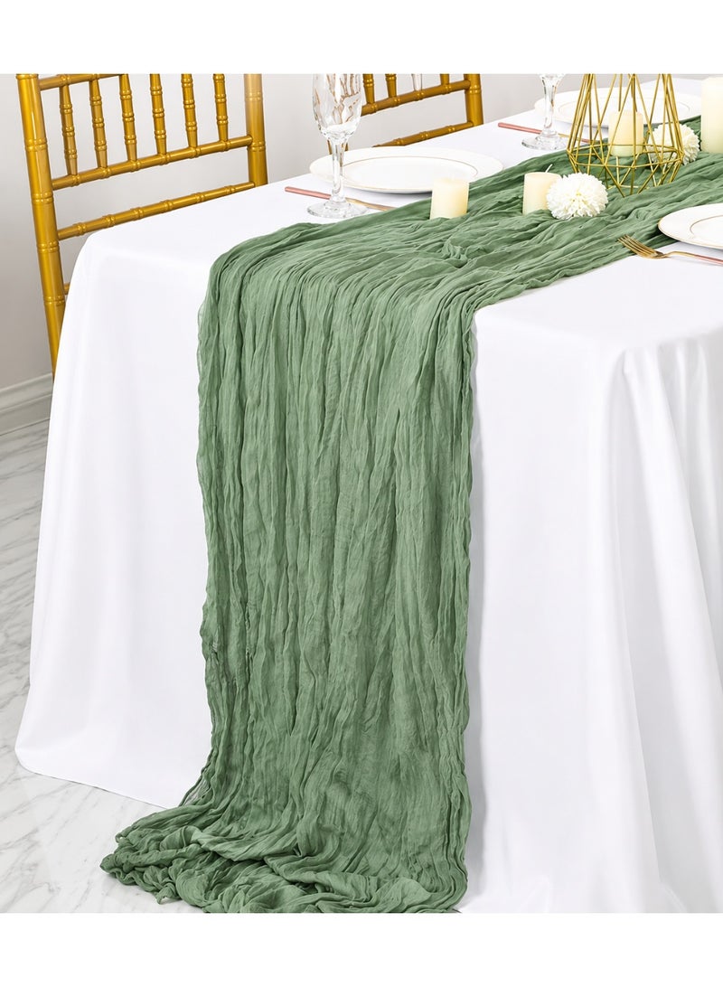ELASAR Crumpled Gauze Table Runner, 90 x 400 cm Boho Gauze Table Runner for Wedding Bridal Baby Shower Birthday Party Table Decoration - Image 1