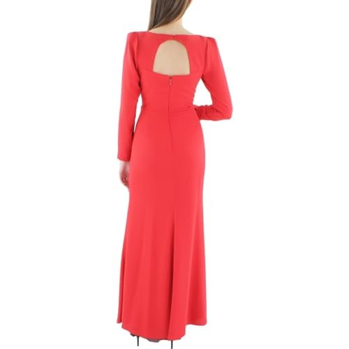 BCBGMAXAZRIA Women's Long Sleeve Square Neck Evening Gown with Open Back Keyhole, Scarlet, 6 - Image 2