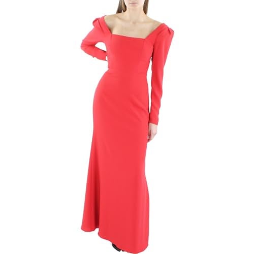 BCBGMAXAZRIA Women's Long Sleeve Square Neck Evening Gown with Open Back Keyhole, Scarlet, 6 - Image 5
