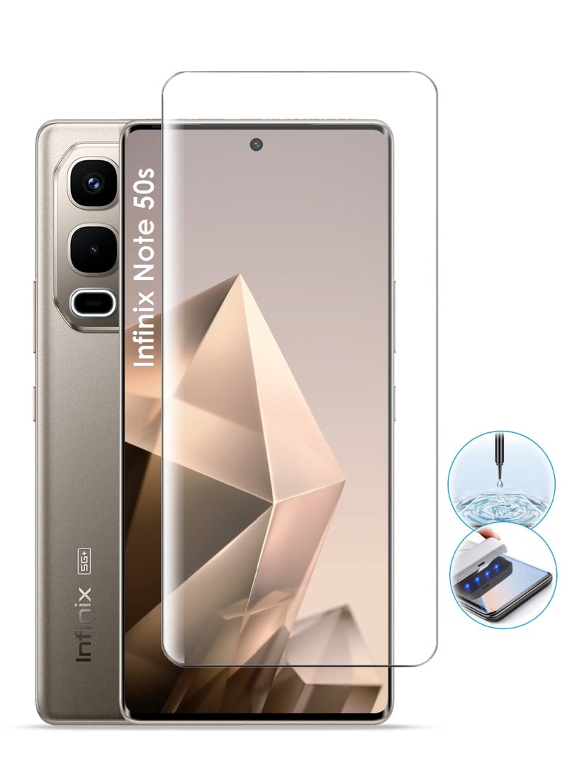 Infinix Note 50s 5G Screen Protector - UV Advanced Full Screen Tempered Glass For Infinix Note 50s 5G, Full Adhesive UV Curved Case Friendly HD Clarity With Installation Kit, High Transparency, Delicate Touch, Anti-Explosion, Smooth Arc Edges - Image 1
