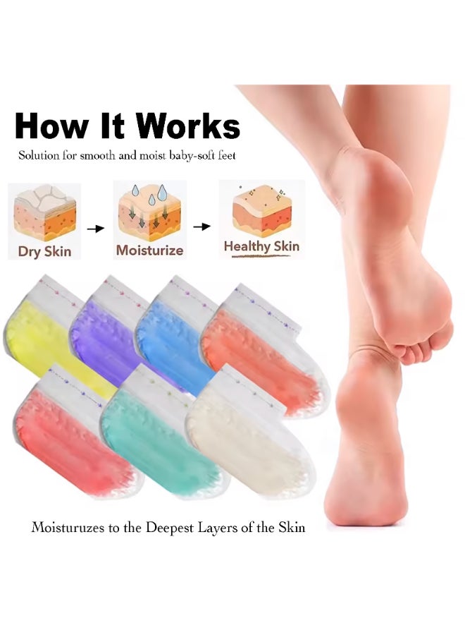 brunson زوجان من جوارب بارافين المغذية - قفازات بارافين قابلة للاستخدام لمعاملة القدمين في السبا - ترطيب عميق ونعومة - جوارب باديكير مرطبة بالشمع - Image 5