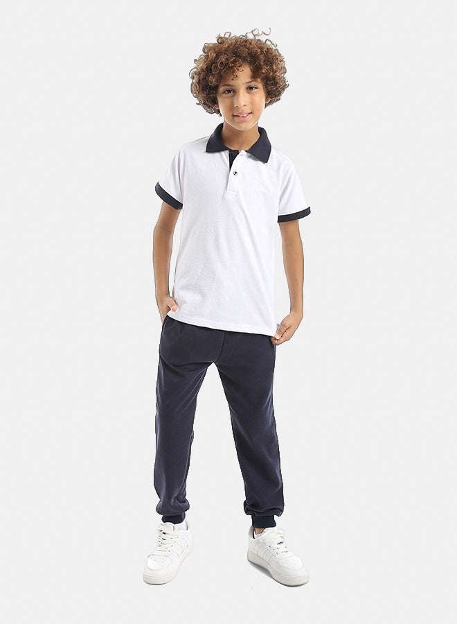 Red Circle Half Sleeve Polo Set & Pants Kids Unisex - Image 1