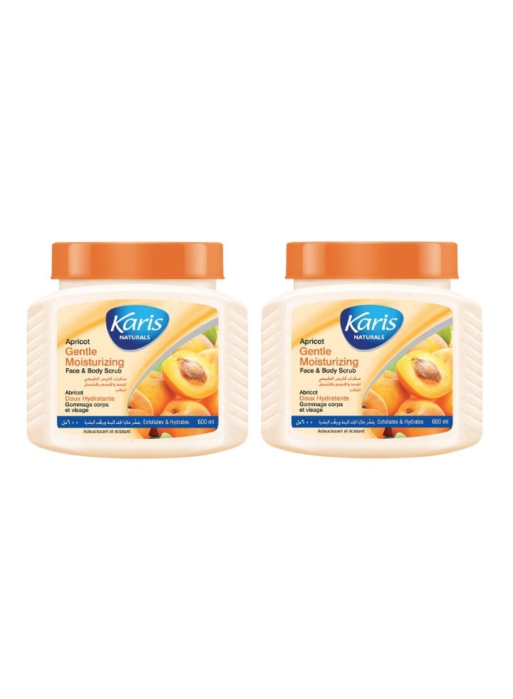 KARIS 2Pcs Karis Apricot Gentle Moisturizing Face & Body Scrub 600Ml - Image 1