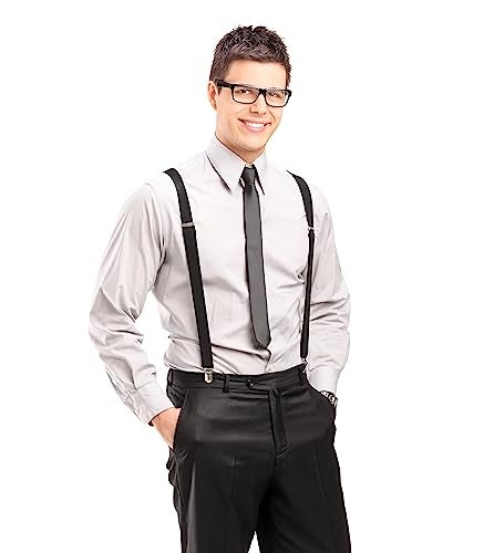 trilece Black Suspenders for Men - Mens Suspender, Adjustable Y Back Style Suspender Women, Suspenders with Heavy Duty Strong Clips (Black, 1) - Image 4