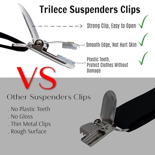 trilece Black Suspenders for Men - Mens Suspender, Adjustable Y Back Style Suspender Women, Suspenders with Heavy Duty Strong Clips (Black, 1) - Image 3