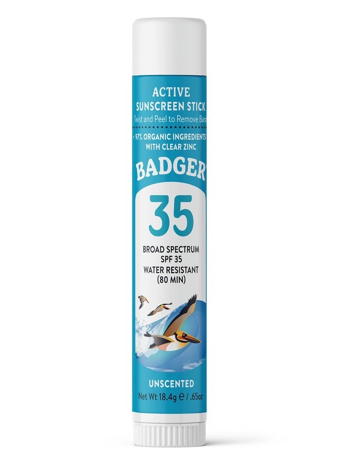 Badger Mineral Sunscreen Face Stick SPF 35, 97% Organic Unscented Zinc Oxide Travel Sunscreen, Coral Reef Safe Travel Size Stick, .65 oz - Image 2