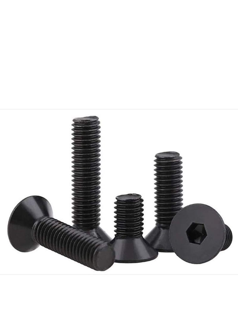 Y&D Cap Screws 50pcs Socket Screw Set M2 M2.5 M3 M4 M5 M6 M8 Flat Head Countersunk Black Grade Alloy Steel Hex Fastener (Size: 20mm, Type: M6)  - Image 2