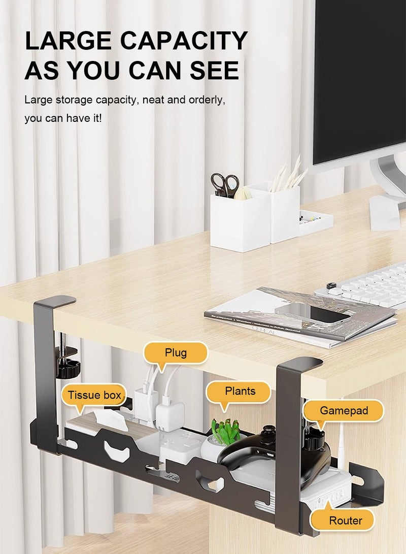 Kidle Under Desk Cable Rack, Carbon Steel Cable Management Under Desk, Reusable Wire Management Organizer Tray, Portable Desk Cable Tray, Wire Cable Tray Cable Management Tray for Home Workplace Bedroom - Image 2