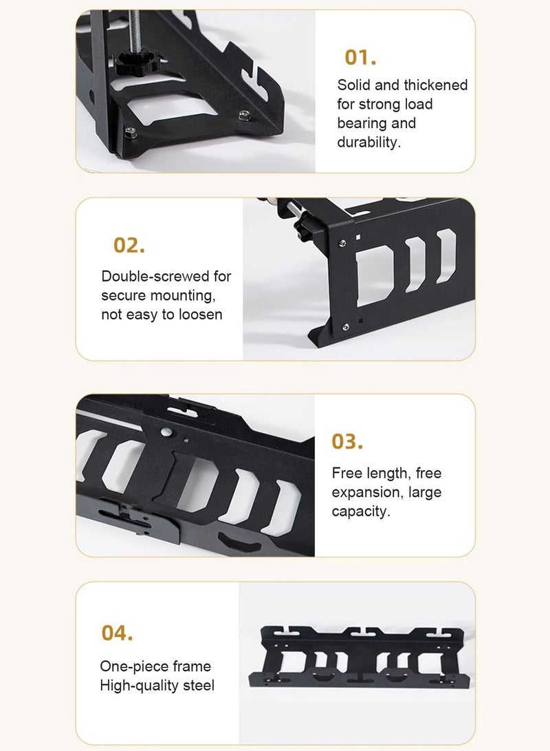 Kidle Under Desk Cable Rack, Carbon Steel Cable Management Under Desk, Reusable Wire Management Organizer Tray, Portable Desk Cable Tray, Wire Cable Tray Cable Management Tray for Home Workplace Bedroom - Image 5
