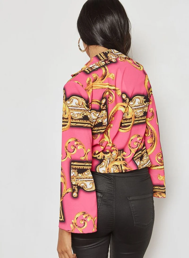 Ginger Baroque Print Wrap Front Body