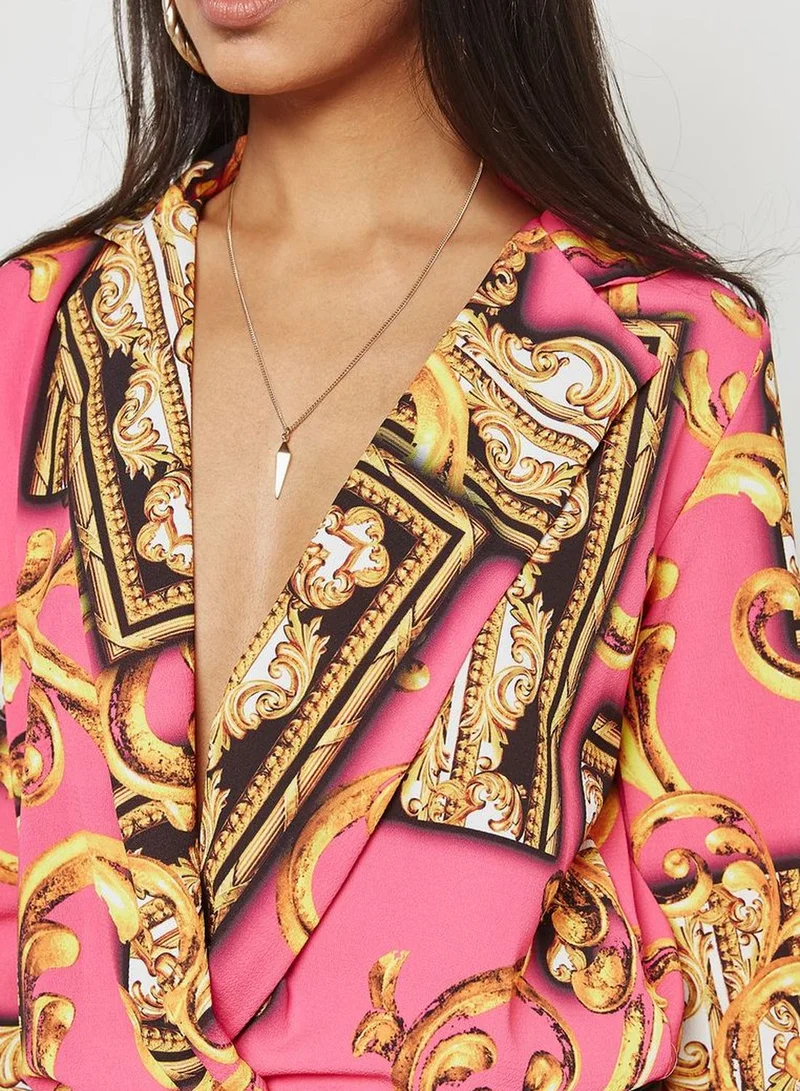 Ginger Baroque Print Wrap Front Body
