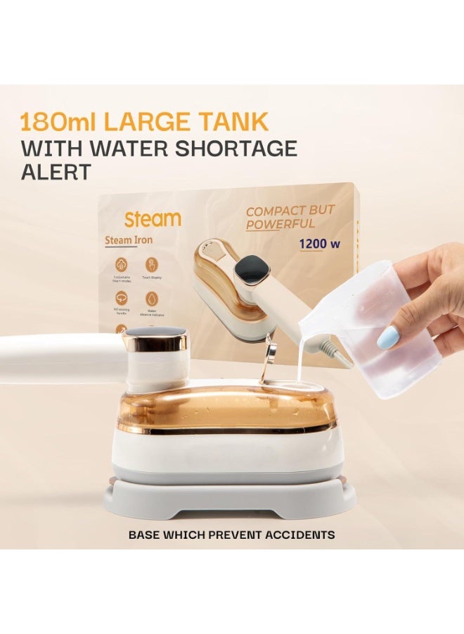 إيزي مكواة بخار محمولة – مكواة بخار للسفر، كواية بخار للسفر، مكوه ملابس بخار، 1200W تسخين سريع، 180 مل خزان المياه، شاشة LED، جاف و رطب 2 في 1 - Image 5