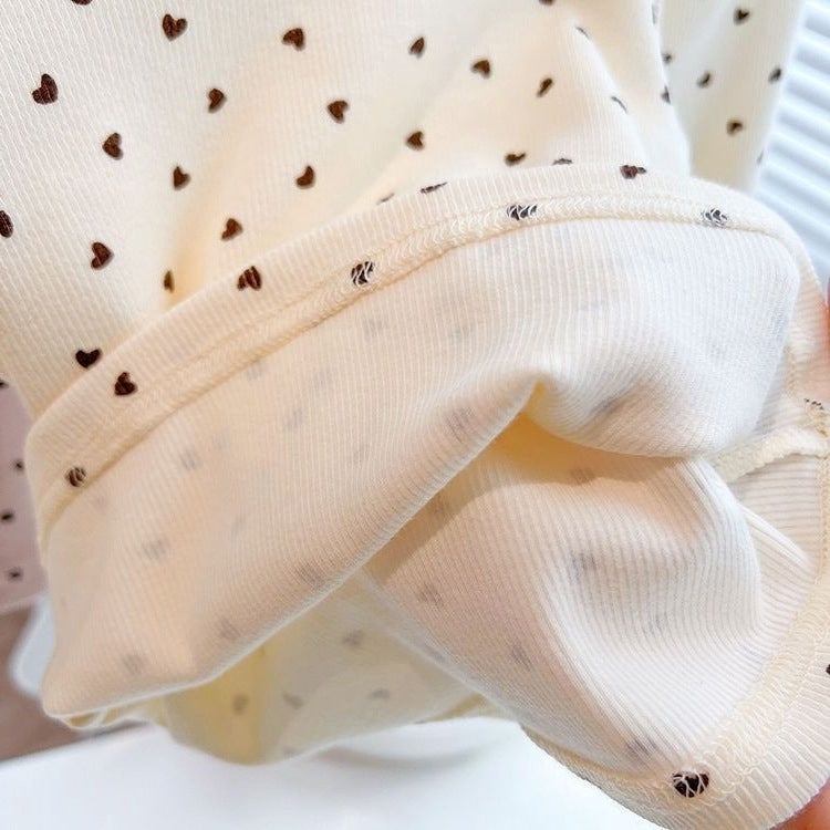 Spring and Autumn Women's Children's Wear T-shirt Base Shirt Baby Western Style Children's Personality Fashion Brand Korean Style Ear Edge Love Puff Sleeves - Image 4