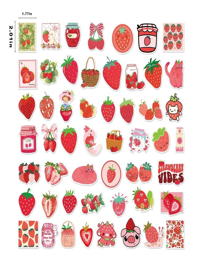 BBPOOL Strawberry Stickers for Kids, 100PCS Cute Cartoon Vinyl Waterproof Stickers for Laptop Waterbottle Phone Girls Bedroom Birthday Strawberry Party Favors - Image 2
