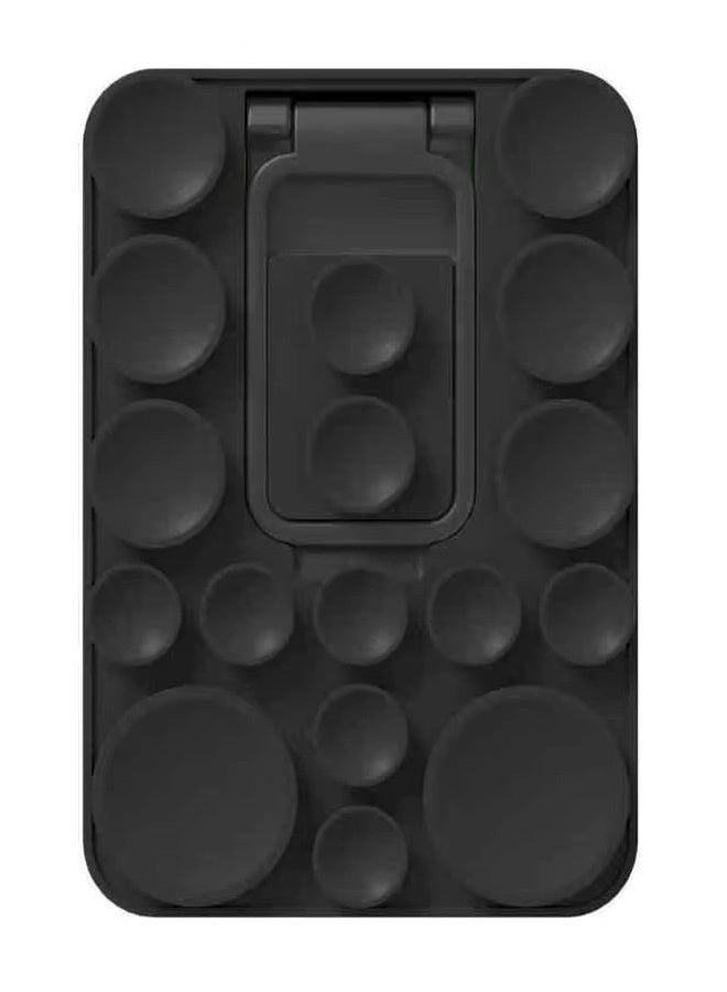 Silicone Suction Cup Phone Case Mount, Phone Accessories Hands-Free Strong Grip Holder With Kickstand Foldable Desktop Bracket Phone Case Desk for Selfies and Videos, Silicon Phone Holder for iPhone and Android (Black) - Image 3