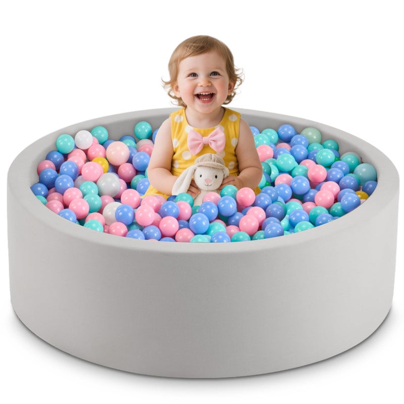 Aunekiv 354 x 118 Foam Ball Pit for Toddlers Baby Round Balls Pool for Babies 13 Kids Play Ball Pits for Boys and Girls Balls Not Included Grey - Image 2