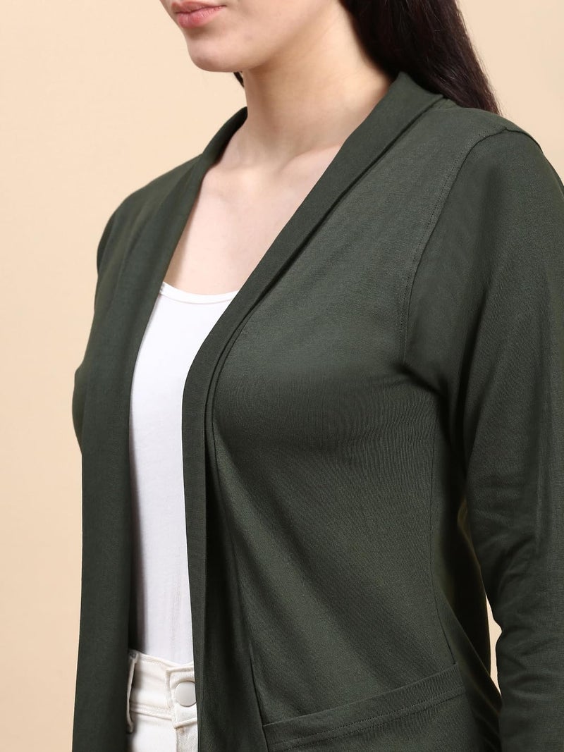 KRYPTIC Women’s Regular Length Cotton Shrug with Side Pockets - Soft Lightweight Layer for Stylish Everyday Wear - Image 4