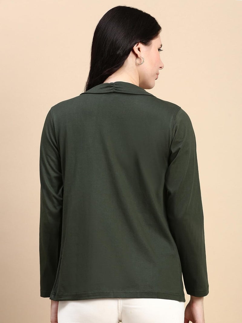 KRYPTIC Women’s Regular Length Cotton Shrug with Side Pockets - Soft Lightweight Layer for Stylish Everyday Wear - Image 2