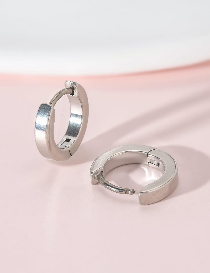 Limerencia G23 Pure Titanium Hypoallergenic Huggie Hoop Earrings for Women Sensitive Ears (8 Millimeters, Silver) - Image 2