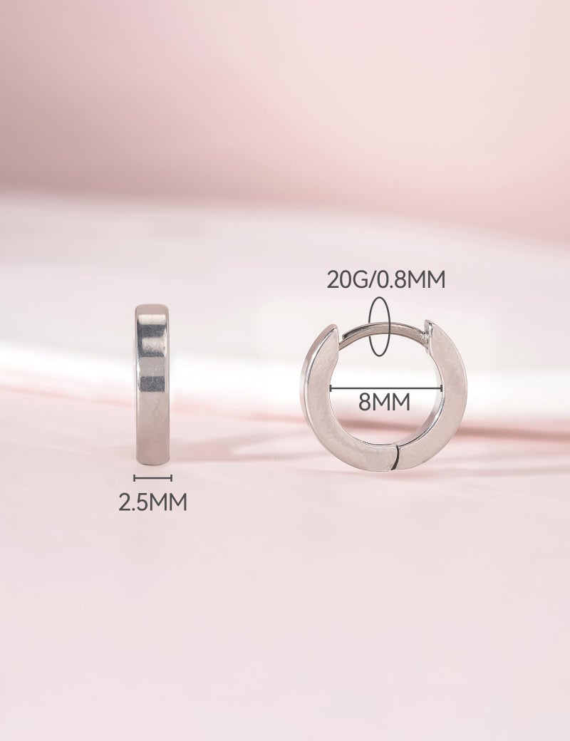 Limerencia G23 Pure Titanium Hypoallergenic Huggie Hoop Earrings for Women Sensitive Ears (8 Millimeters, Silver) - Image 3