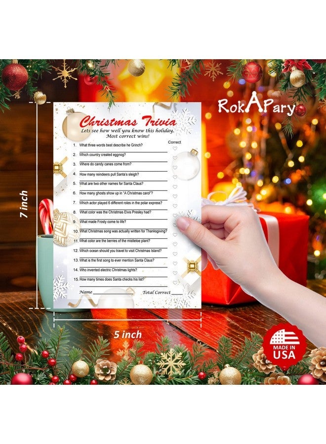 RokAPary Christmas Trivia Game, Game for Family and Friends, Office Group, Holiday Party Fun, Play Pack of 30 Cards 5â€x7â€. Made in USA - Image 2