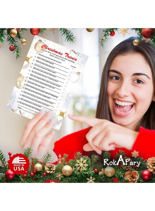RokAPary Christmas Trivia Game, Game for Family and Friends, Office Group, Holiday Party Fun, Play Pack of 30 Cards 5â€x7â€. Made in USA - Image 5