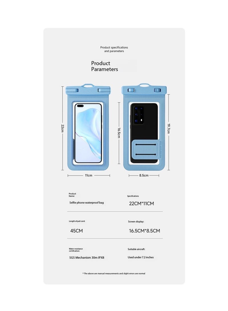 CityRiya-Long 2Pcs Waterproof Phone Pouch Set,Touch-Sensitive Underwater Dry Bag, IPX8 Certified Universal Phone Protector for Phones up to 7.2'' - Perfect for Swimming, Diving, Beach, Hot Spring, Water Park, Cruise, Snorkeling, Boating, Rafting & Water Sports Adventures(ZP21,Black)  - Image 2