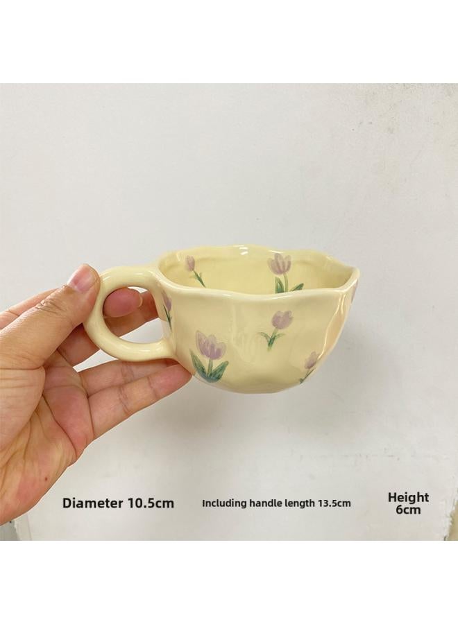 Hand Kneading Special-shaped Ceramic Coffee Cup Flower Creative Mug High Color Value Breakfast Cup Juice Cup Milk Cup 
