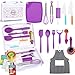 Suhctuptx Kids Cooking Sets Real Kids Cooking and Baking Set with Storage Case Kid Safe Knives Cutting Board Apron Cookbook Toddler Cooking Utensils Montessori Kitchen Tools Birthday Gifts for Girls Boys - Image 2