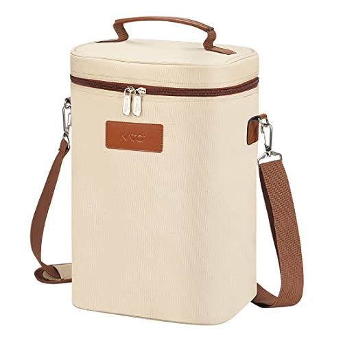 Tirrinia 4 Bottle Wine Gift Carrier - Leakproof & Insulated Padded Portable Versatile Wine Carrying Cooler Tote Bag for Travel, BYOB Restaurants, Wine Tasting, Parties,Gift for Wine Lovers, Beige - Image 1