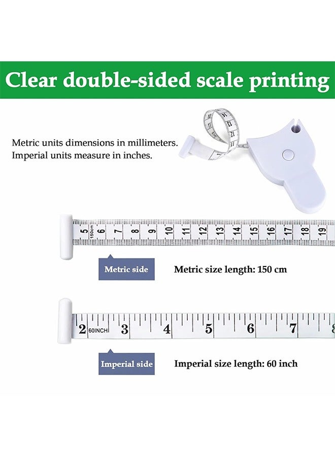 JCB CHIC 2 Pieces Body Tapes, Dual Sided Measuring Ruler, 150CM / 60IN Retractable Measure Tape for Body Fabric Sewing Tailor Cloth Knitting Craft Measurement, Flexible Ruler for Waist Hip Bust Arms (White)  - Image 2