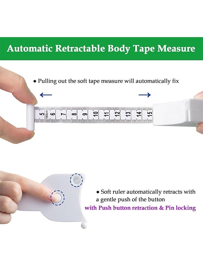 JCB CHIC 2 Pieces Body Tapes, Dual Sided Measuring Ruler, 150CM / 60IN Retractable Measure Tape for Body Fabric Sewing Tailor Cloth Knitting Craft Measurement, Flexible Ruler for Waist Hip Bust Arms (White)  - Image 3
