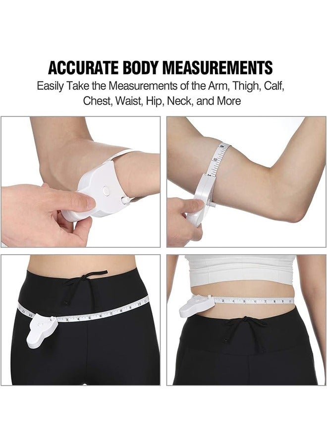 JCB CHIC 2 Pieces Body Tapes, Dual Sided Measuring Ruler, 150CM / 60IN Retractable Measure Tape for Body Fabric Sewing Tailor Cloth Knitting Craft Measurement, Flexible Ruler for Waist Hip Bust Arms (White)  - Image 4