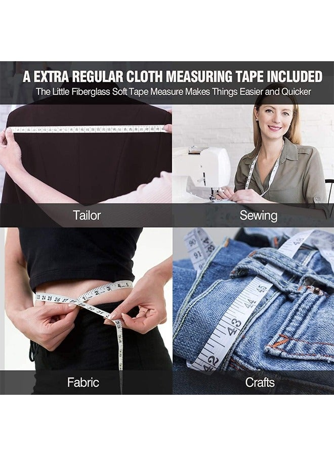 JCB CHIC 2 Pieces Body Tapes, Dual Sided Measuring Ruler, 150CM / 60IN Retractable Measure Tape for Body Fabric Sewing Tailor Cloth Knitting Craft Measurement, Flexible Ruler for Waist Hip Bust Arms (White)  - Image 5
