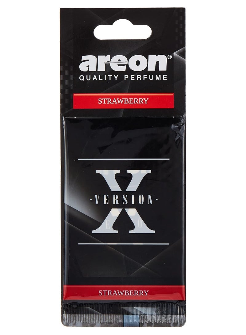 X-Version Car Air Freshener Hanging Card, Long-lasting Luxury Strawberry Scent, Elegant Design