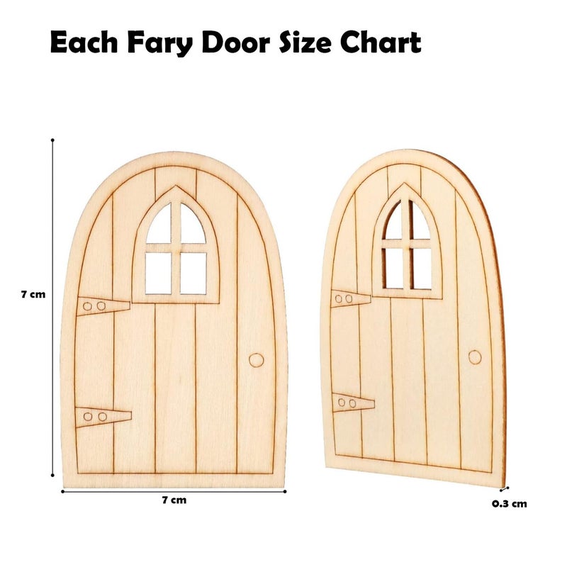Haoser 10 Pcs Garden Miniature Decoration Miniature Figurines for Crafts unpainted Fairy House Door Miniature elf Door Fairy Garden House Dollhouse Ornament Doors and Windows Blank Wood (Design 2) - Image 4