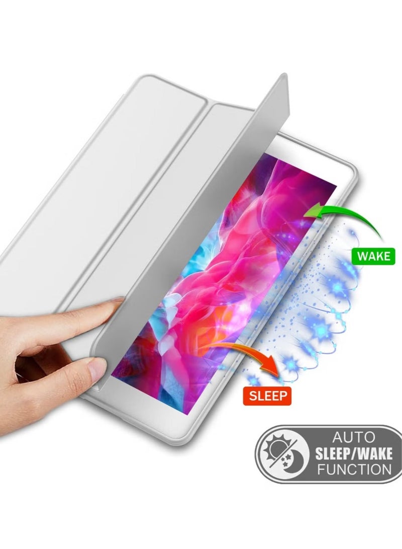 JAJEEK "New iPad 9.7 Case (2018/2017, 6th/5th Gen) Smart Cover with Pencil Holder – Soft Baby Skin Silicone Back, Full Body Protection, Auto Wake/Sleep, Silver Gray" - Image 4