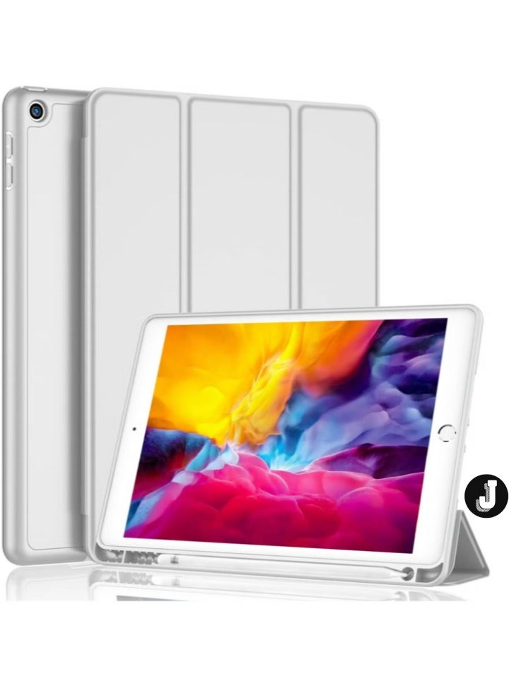 JAJEEK "New iPad 9.7 Case (2018/2017, 6th/5th Gen) Smart Cover with Pencil Holder – Soft Baby Skin Silicone Back, Full Body Protection, Auto Wake/Sleep, Silver Gray" - Image 1