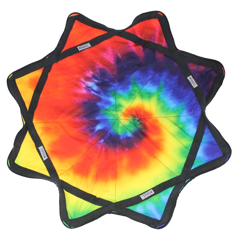 Mougee moojee Classic Flow Star for Beginners Advanced Fun Challenging Double Stitched Flow Toy Vibrant Colors Patterns Durable 27 Diameter Rainbow Stripe